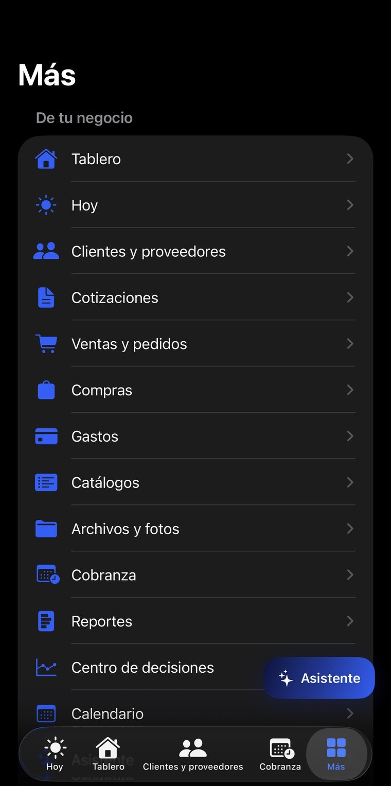 Todo el negocio en un menú: ventas, compras, caja y reportes