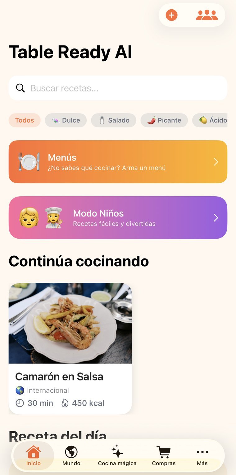 Menús, modo niños y lo que quedaste cocinando